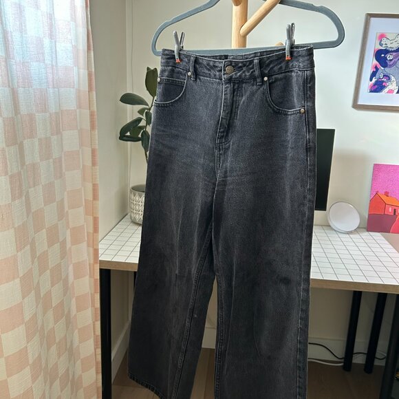 Afends Shelby Organic Denim Wide-Leg Jeans – Black (Size 26) - Picture 6 of 12